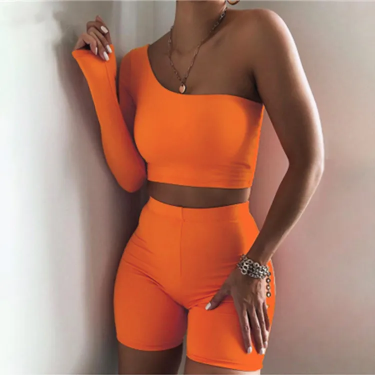 

Tufaha 2021 Summer Women Sport Fitness 2 Two Piece Set Outfits Crop Tops Tshirt Leggings Shorts Pants Set Bodycon Tracksuit