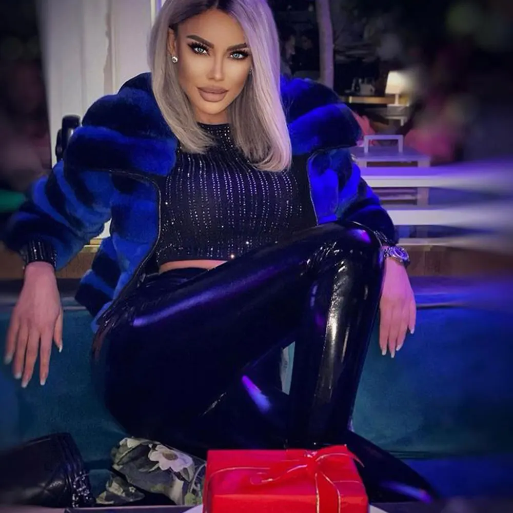 Fashion Women Real Rex Rabbit Fur Jacket Full Pelt Woman Winter Fashion High Quality Genuine Rex Rabbit Fur Coats Short Overcoat