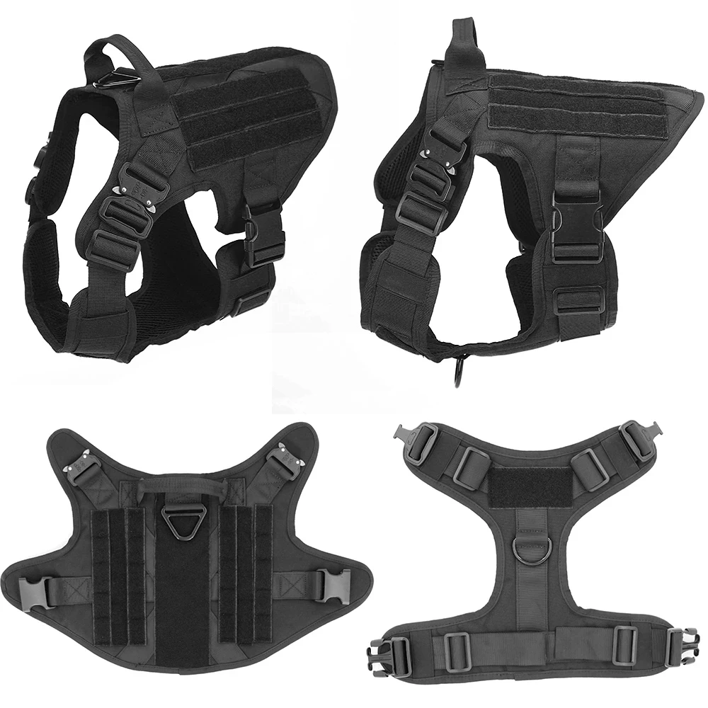 

Tactical Dog Harness And Leash Set Metal Buckle Big Dog Vest German Shepherd Durable Pet Harness For Small Large Dogs Training