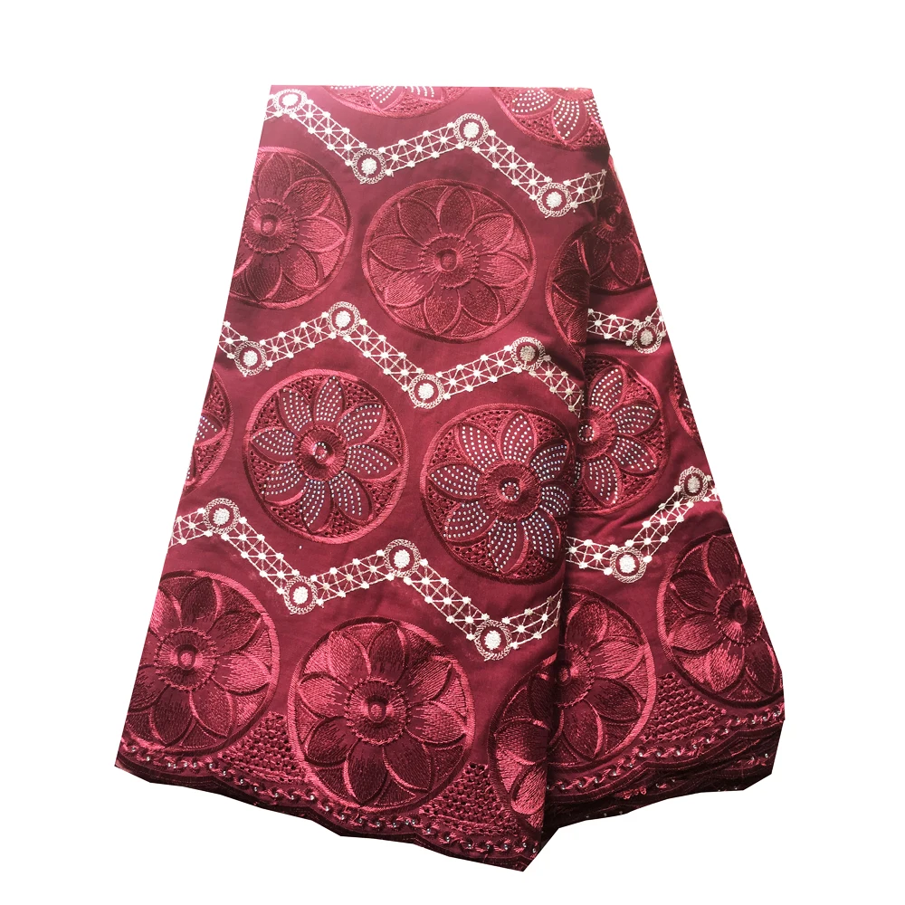 Африканская швейцарская вуаль кружевная Ткань 5 ярдов свадебная ткань винно