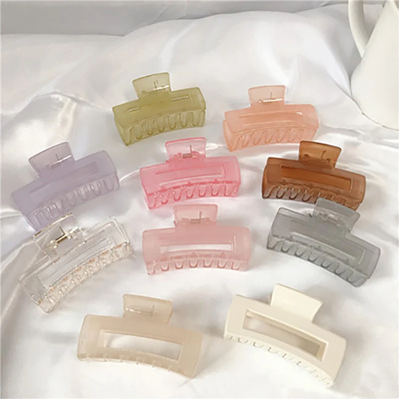 

QCOOLJLY 1Pc Korean Headwear Solid Hair Accessories Elegant Clear Acrylic Hair Clips for Women Girls Hair Claws