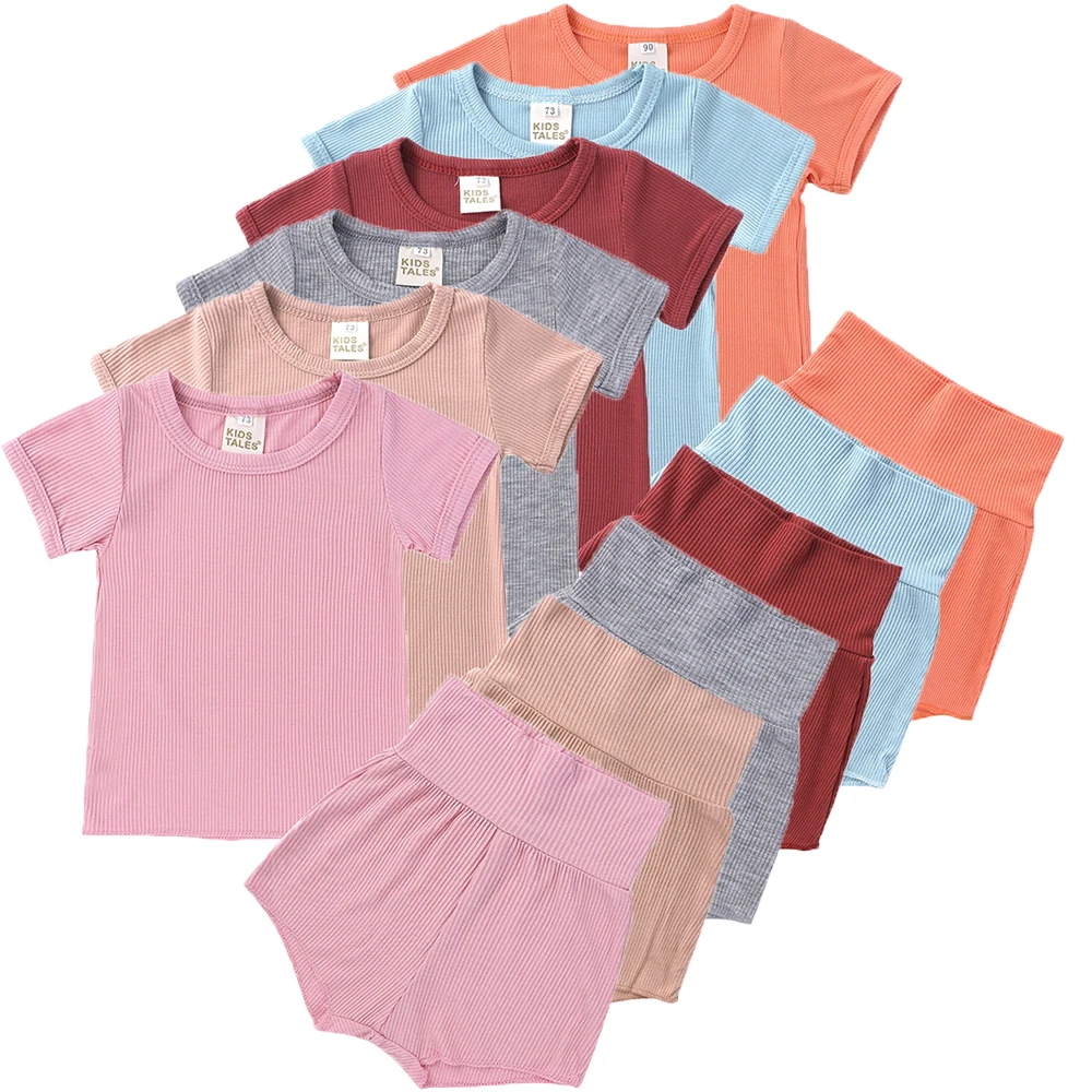 Комплект летней одежды для маленьких девочек и мальчиков 2 предмета мультяшная