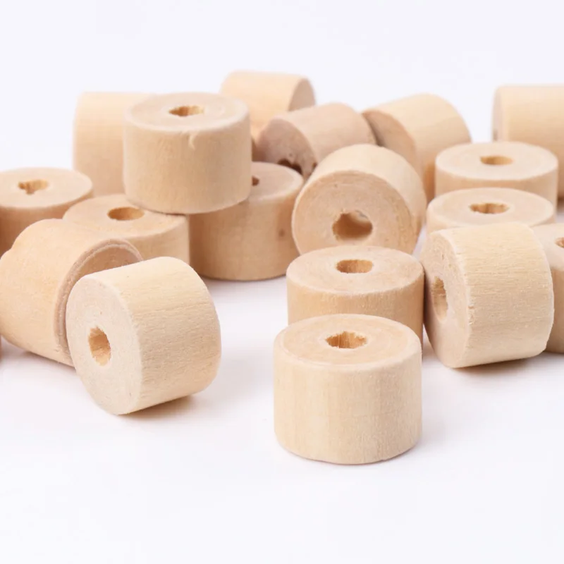 Цилиндрический Круглый бисер с большим отверстием из натурального дерева для