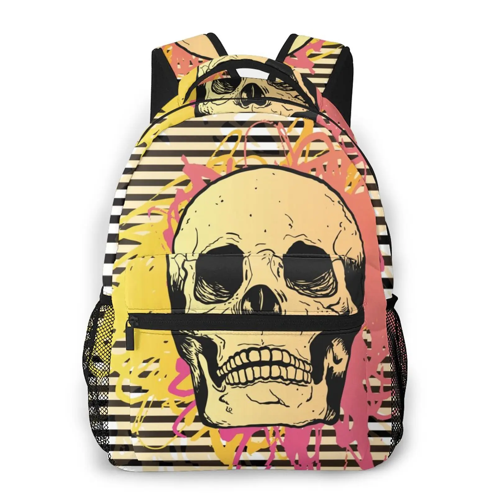 

2021 Backpack Large Capacity Student School Bag for Teenage Girls Ladies Skull Poster Background Travel Casual Shoulder Bag