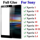 3 шт. полное клеевое закаленное стекло для Sony Xperia L4 L3 защита для экрана для Xperia 1 5 8 10 Защитная пленка для Xperia 1 II 10 II 5