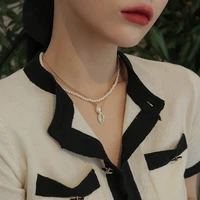 u magical 2021 creative design double layer beaded pearls pendant necklace female textured irregular gold necklace jewelry gifts