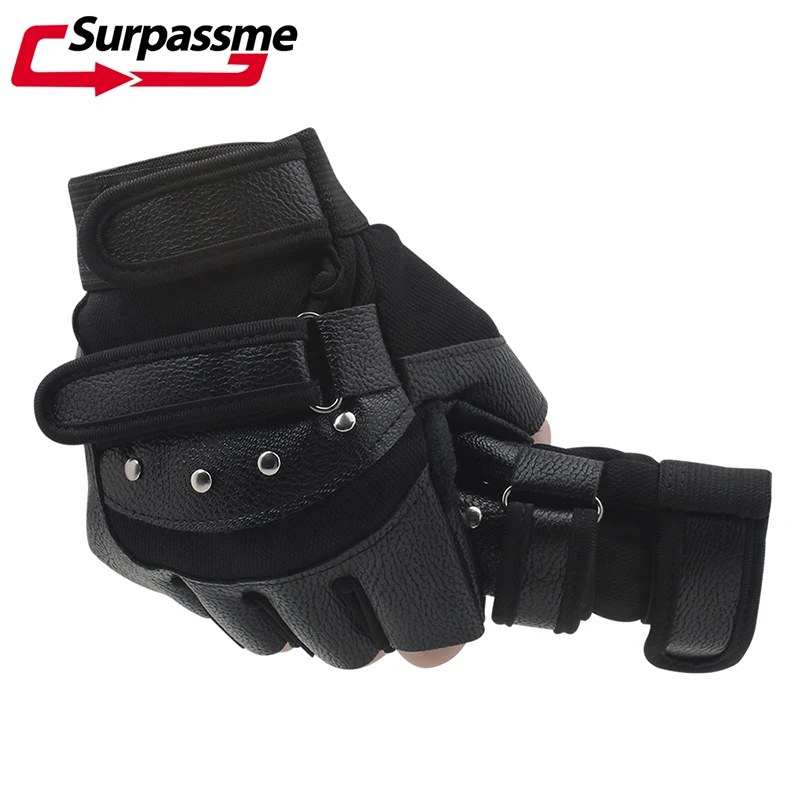 Без пальцев носимые мужские и женские кожаные мотоциклетные перчатки для езды на