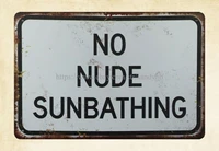 interior collectible no nude sunbathing metal tin sign
