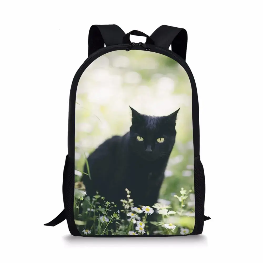 HaoYun Children's School Backpack Black Cats Pattern Students Book-bags Flower Animal Design Back to School Satchecl Schoolbags