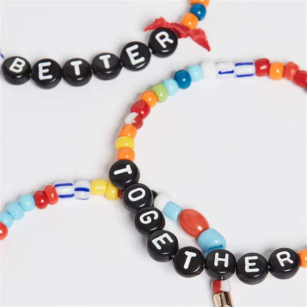 Shinus 3 шт./браслет в форме сердца браслеты с буквами любовь женские летние пляжные модные богемные ювелирные изделия из смолы Pulsera модные на заказ