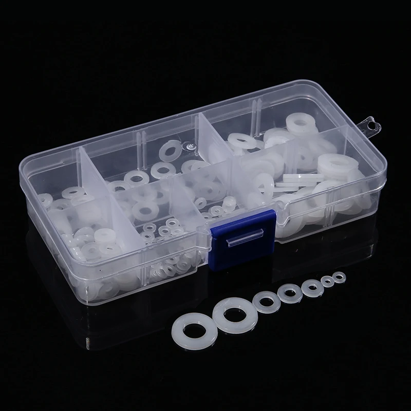 250 шт прочная нейлоновая плоская шайба M2 M8 Белая прокладка уплотнения смешанный