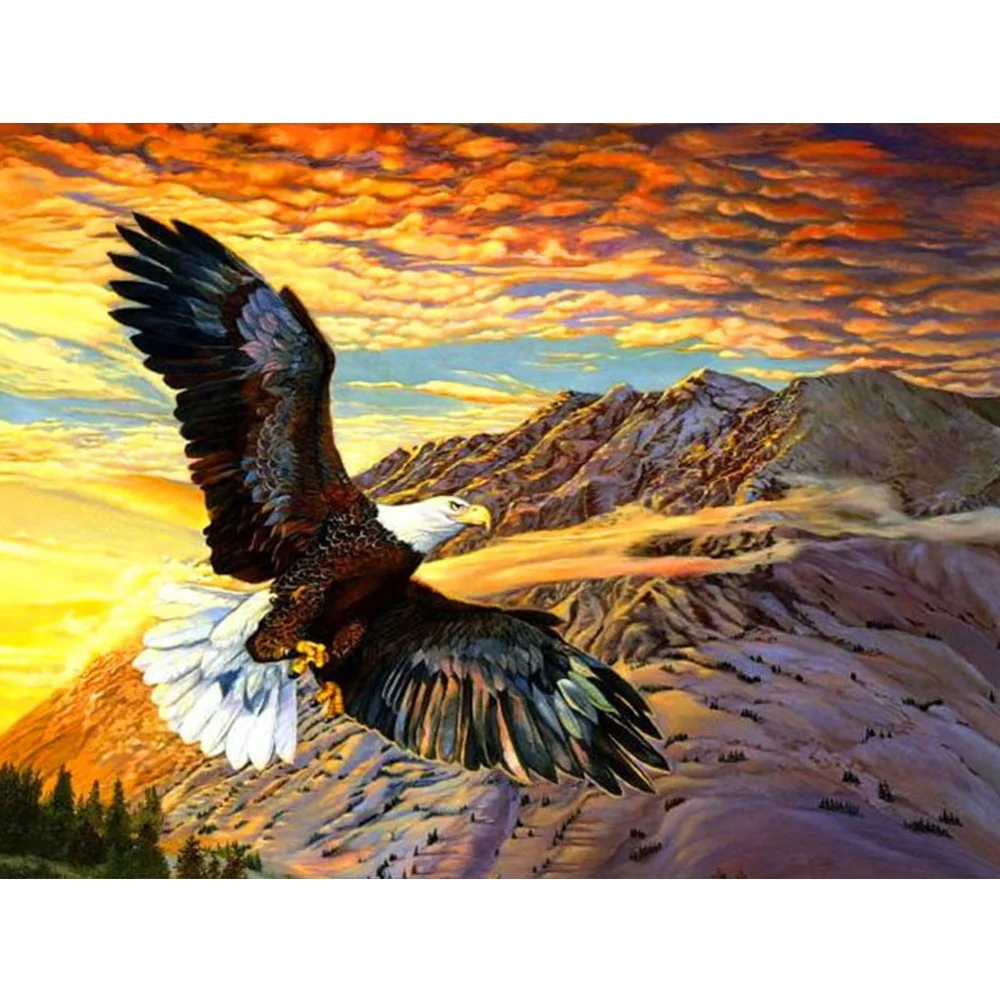 5D Diamond Painting Eagle Jewel Cross Stitch Handmade Arts and Crafts Sunset Mosaic Art Paint Diy Full Drills Handmade