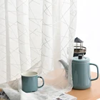 DK белые тюлевые занавески с геометрической вышивкой для гостиной, современные прозрачные Занавески для спальни, Затемняющая вуаль для окна, размер на заказ