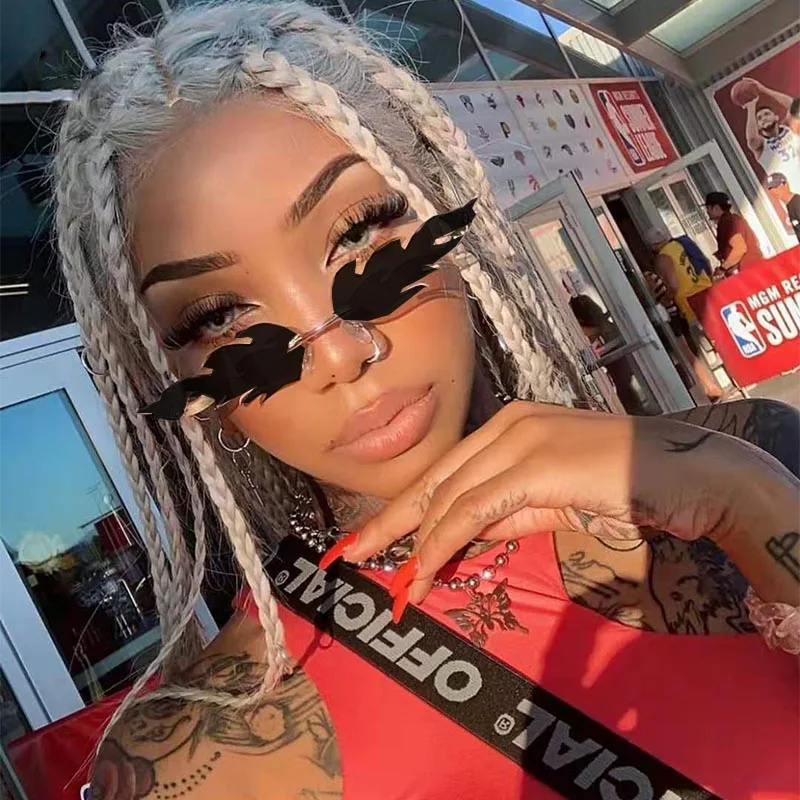 Женские солнцезащитные очки без оправы с цветными линзами цвет в ассортименте 2020