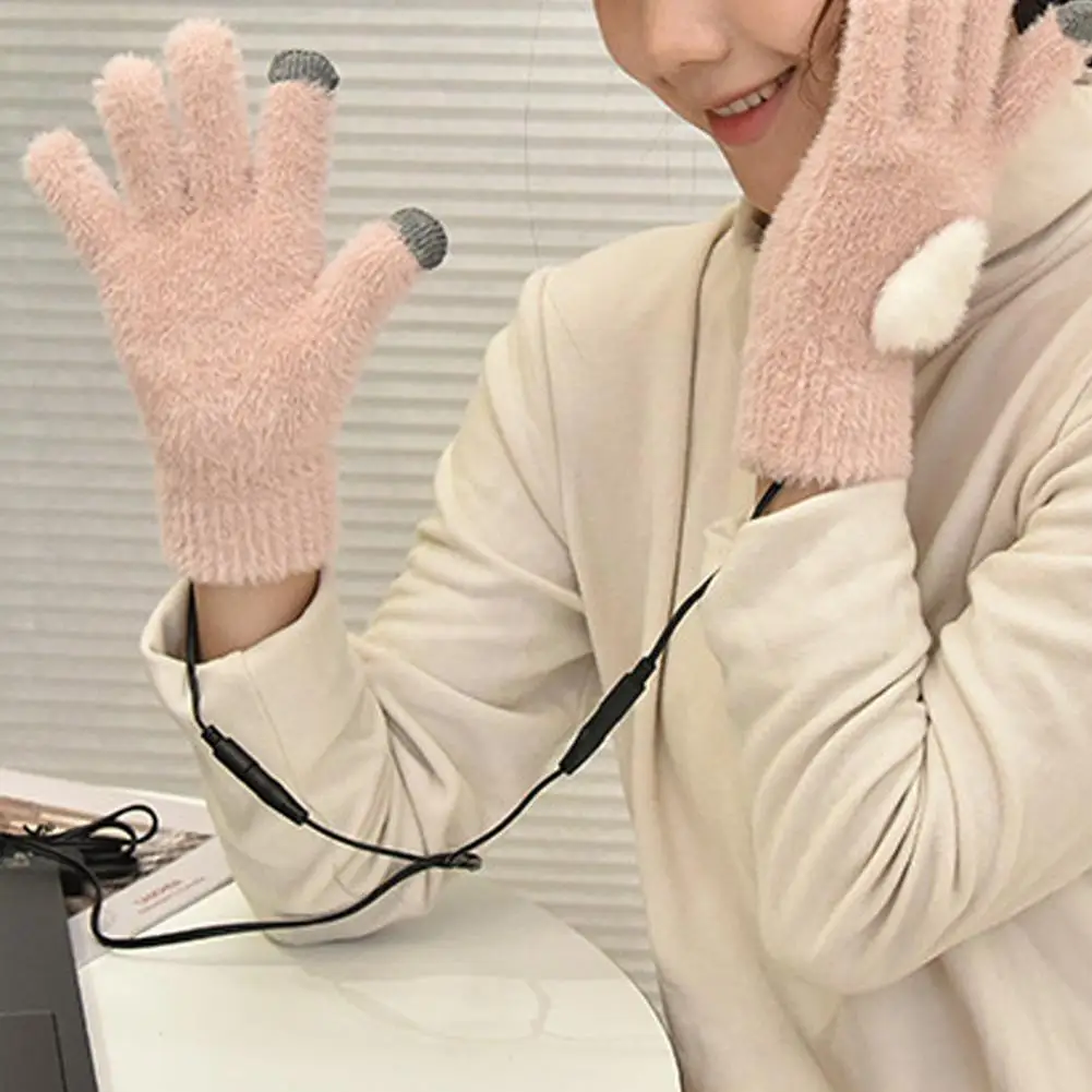 

Зимние теплые перчатки с подогревом рук с Usb, зимние полные перчатки с регулируемой температурой, 2021 мягкие переносные плюшевые перчатки с п...