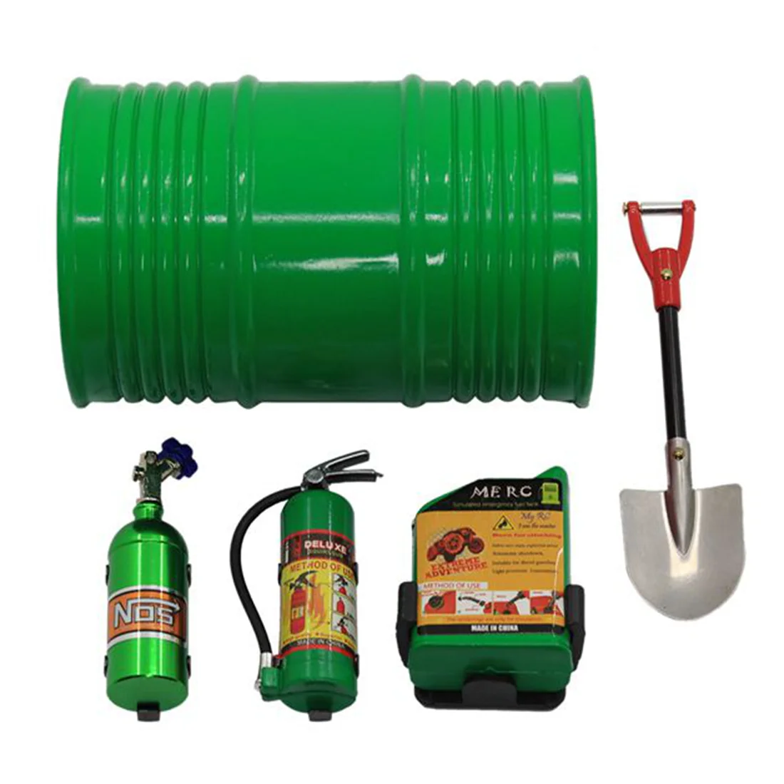 

1/10 Scale Fire Extinguisher Nitrogen Bottle Fuel Tank and Oil Drum Set RC Rock Crawler Accessory Decor Tool for SCX10 D90 TRX4