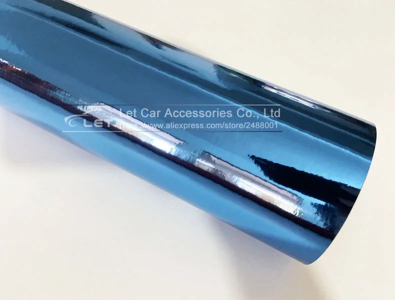 Высокорастягивающаяся зеркальная виниловая пленка небесно голубого цвета