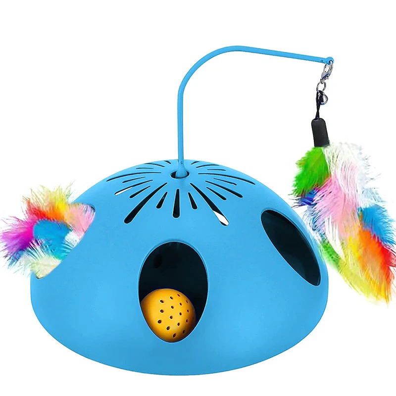 Interactive Cat Toys Smart Automatic Spinning Feather Ball Track Puzzle Cat Toy Exerciser Entertainment Hunting for Kitty Pet