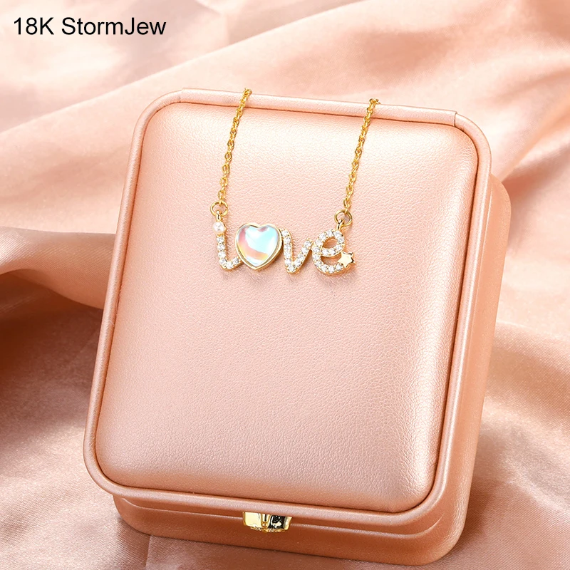 

Heart Crystal Necklaces For Women Girl Zircon Love Letter Necklace Shiny Pendant Choker Valentine Day Gifts Hot Sale Jewelry