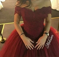 hot sale wine red ball gown prom evening off the shoulder 2020 mother of the bride dresses