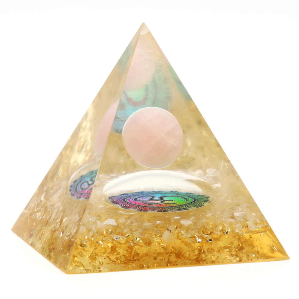 

Оргонит Пирамида сахаскара Чакра Исцеление медитация Природный рейки розовый кварц хрустальный шар энергия Пирамида украшение 6x6 см 1 шт.