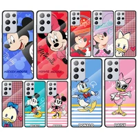 mickey cartoon couple for samsung galaxy s21 ultra plus a72 a52 4g 5g m51 m31 m21 luxury tempered glass phone case cover