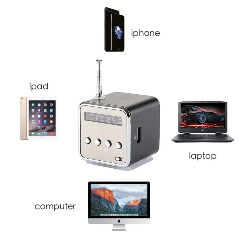 TD V26 мини динамик Портативный Micro SD TF карта USB диск стерео для DVD