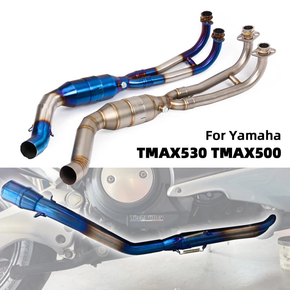 TMAX530 TMAX500 Motorcycle Exhaust Front Pipe Slip-On Modified Muffler For Yamaha T-MAX TMAX 530 500 2012-2021 Stainless Steel