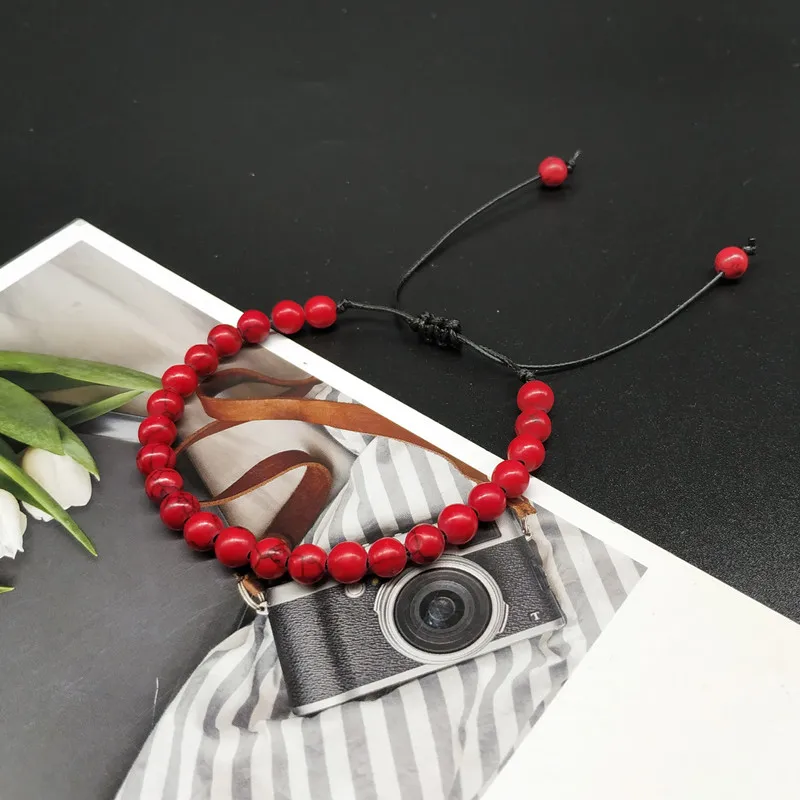 

New Trendy Men Bracelet For Chiristmas Gift Nature Stone Black Red Blue Color Adjustable Hand Jewelry Wholesale Dropshipping