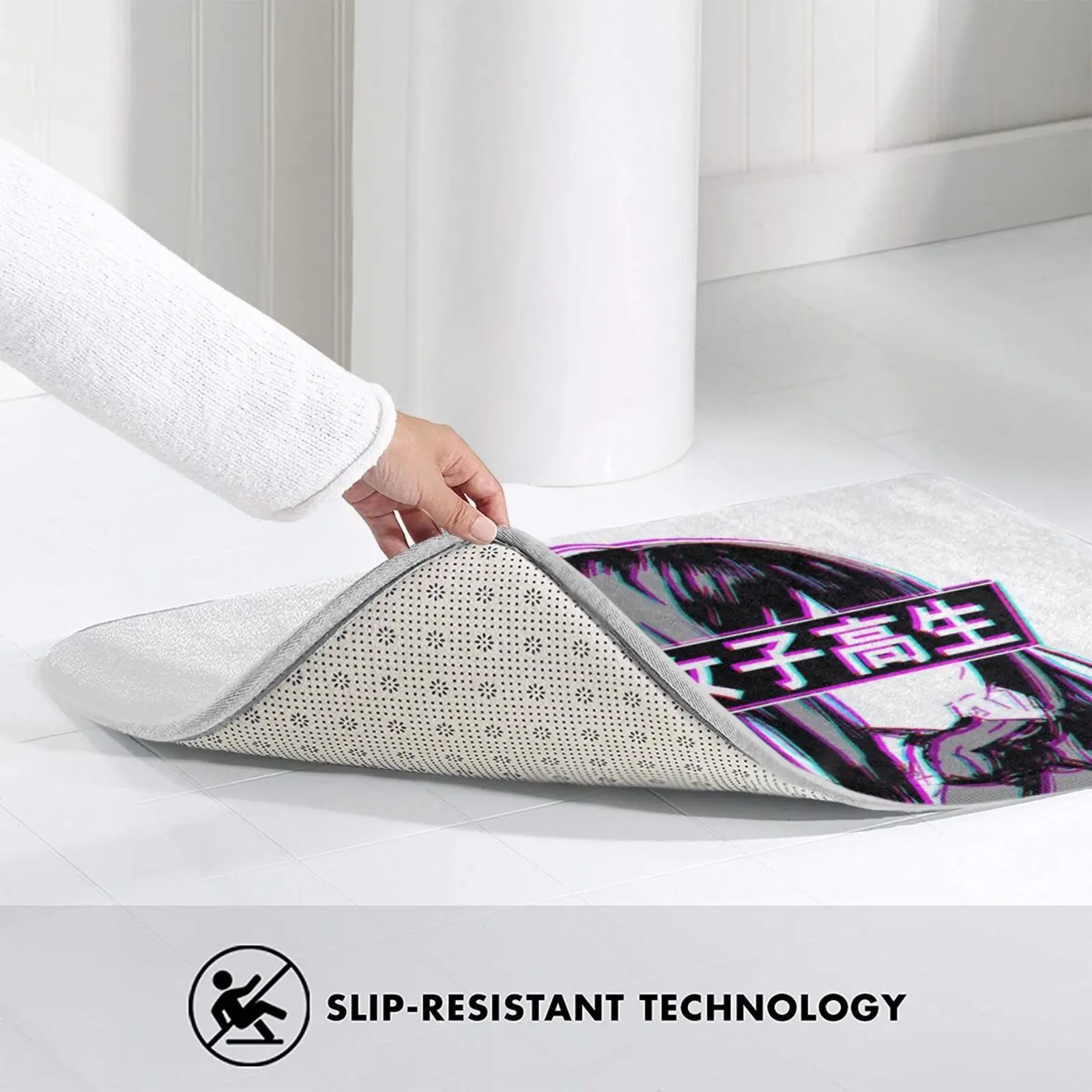 Школьница Блестящий грустный японский аниме эстетический коврик Коврик Подушка