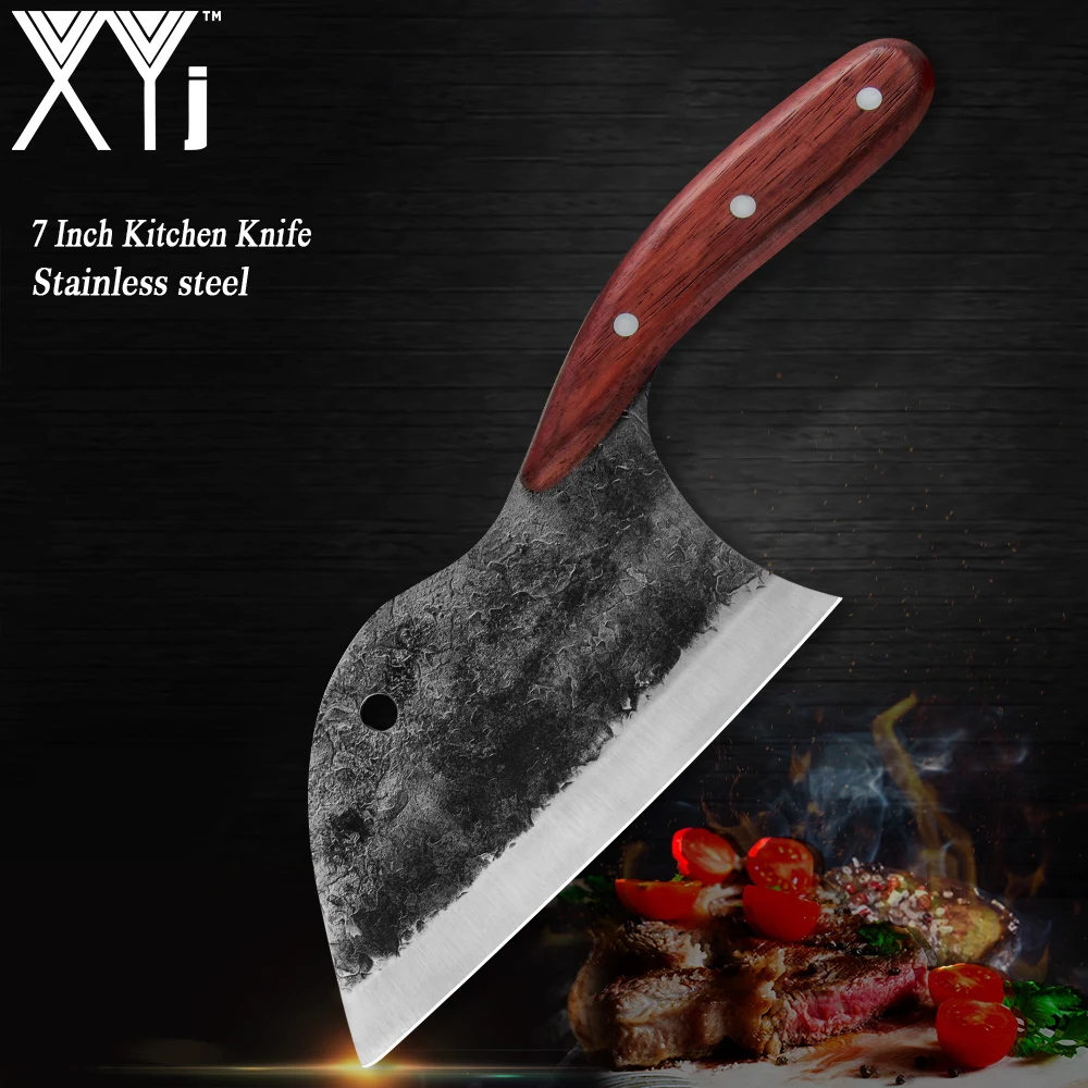 

Китайский слайсер XYj 7 дюймов 8 дюймов, нож шеф-повара ручной работы, кованый нож из нержавеющей стали, нож для нарезки фруктов, мяса, инструме...