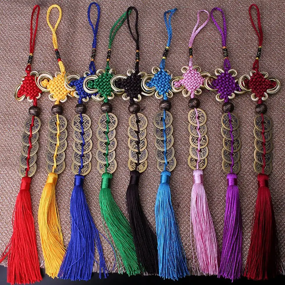 

Decoration Handmade Retro Copper Coin Woven Lucky Pendant Car Home Hanging Geomancy Decor Car Accessories office