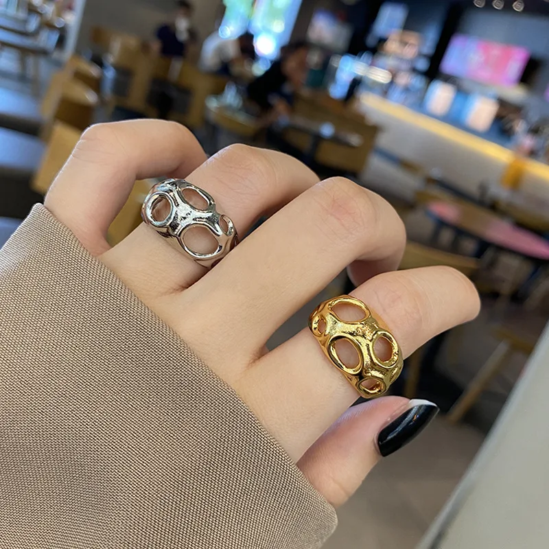 

Todorova Vintage Creative Irregular Geometric Hollow Open Rings For Women Fashion Trendy Retro Wedding Party Jewelry Gift