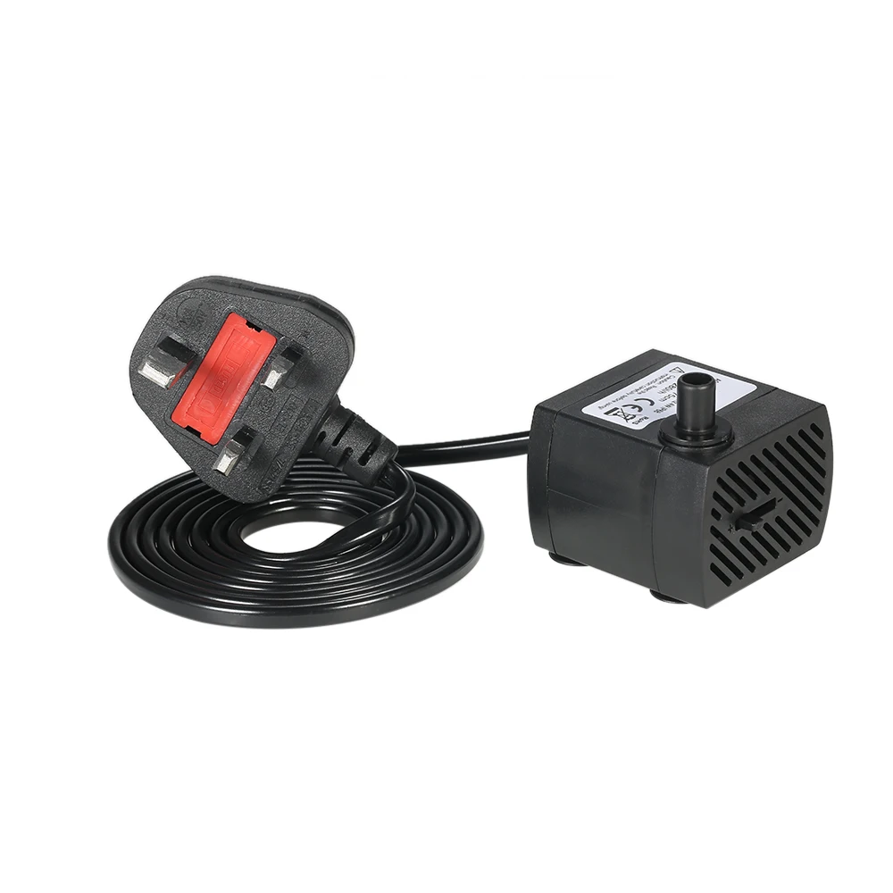 UK Plug 280L/H 2/2. 5/4W погружной водяной насос для аквариума водные сады и гидропонные системы с одно сопло 4.9ft(1,5 м) Мощность шнур - Цвет: UK Plug
