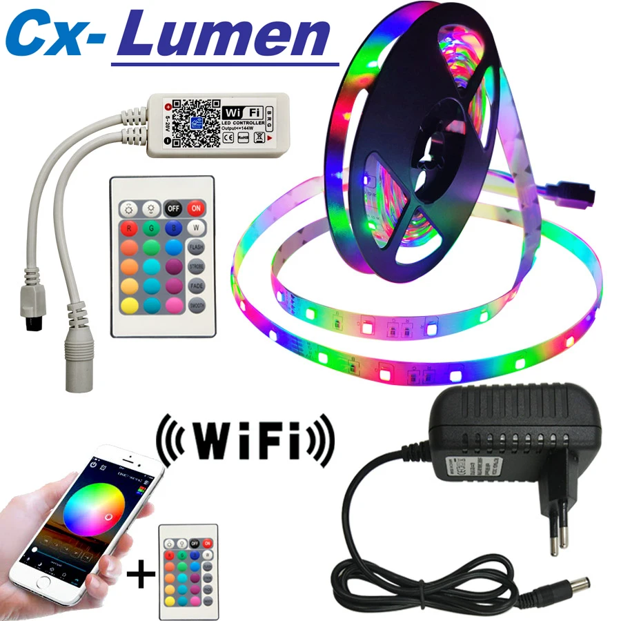 

Led Strip Light 2835 SMD RGB Tape 5M 10M 15M 20M DC12V 3528 Flexible RGB LED Stripe Ribbon Diode +24Key Controller+ Adapter EU