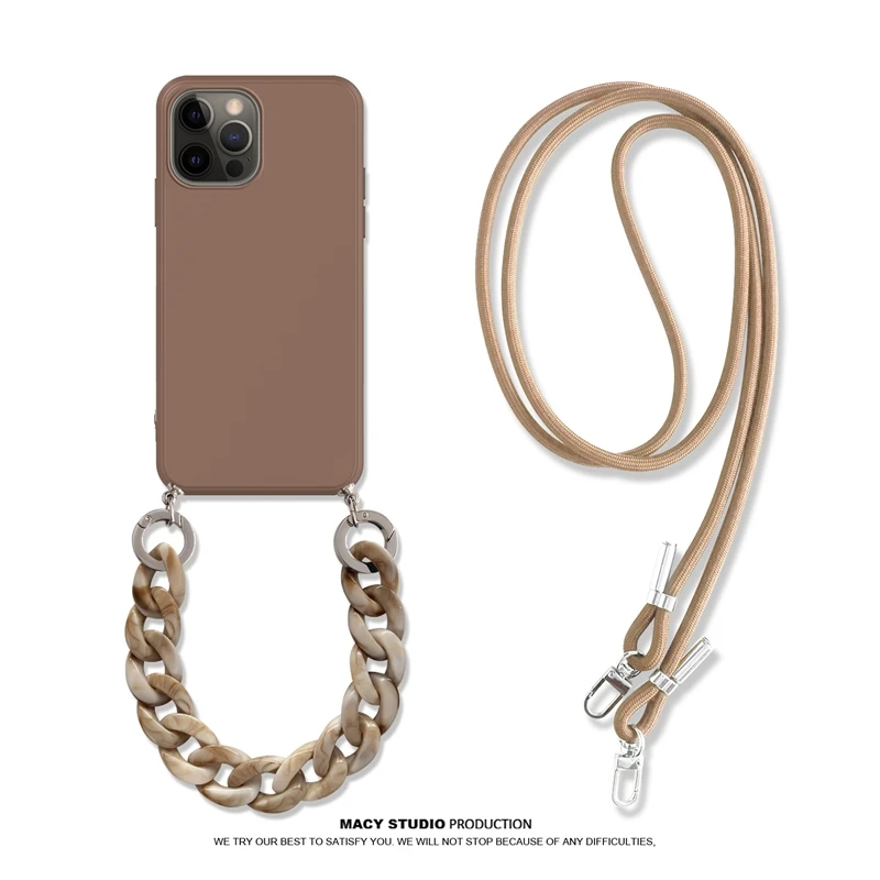 

INS Crossbody Lanyard Necklace Marble chain silicone case for iphone 12 Pro Max 12 MiNi 11 Pro Max XR X XS Max 7 8 plus SE 2020