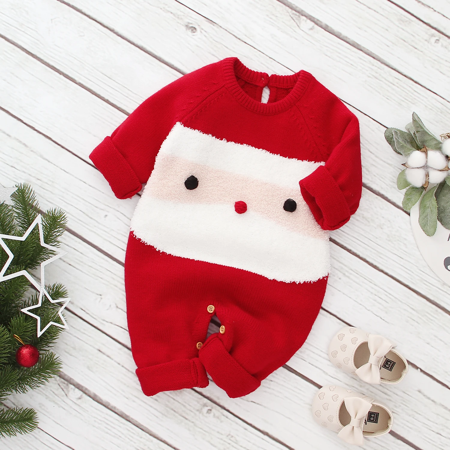 0-24M Newborn Baby Boy Girl Rompers Christmas Costumes Long Sleeve Red Santa Claus Jumpsuit Playsuit Autumn Winter Baby Clothes