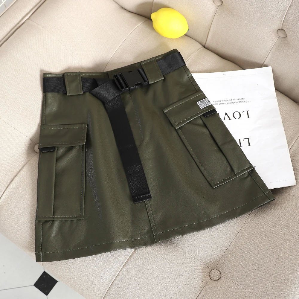 SINGRAIN Женская юбка-карандаш из искусственной кожи высокая талия Клубная одежда