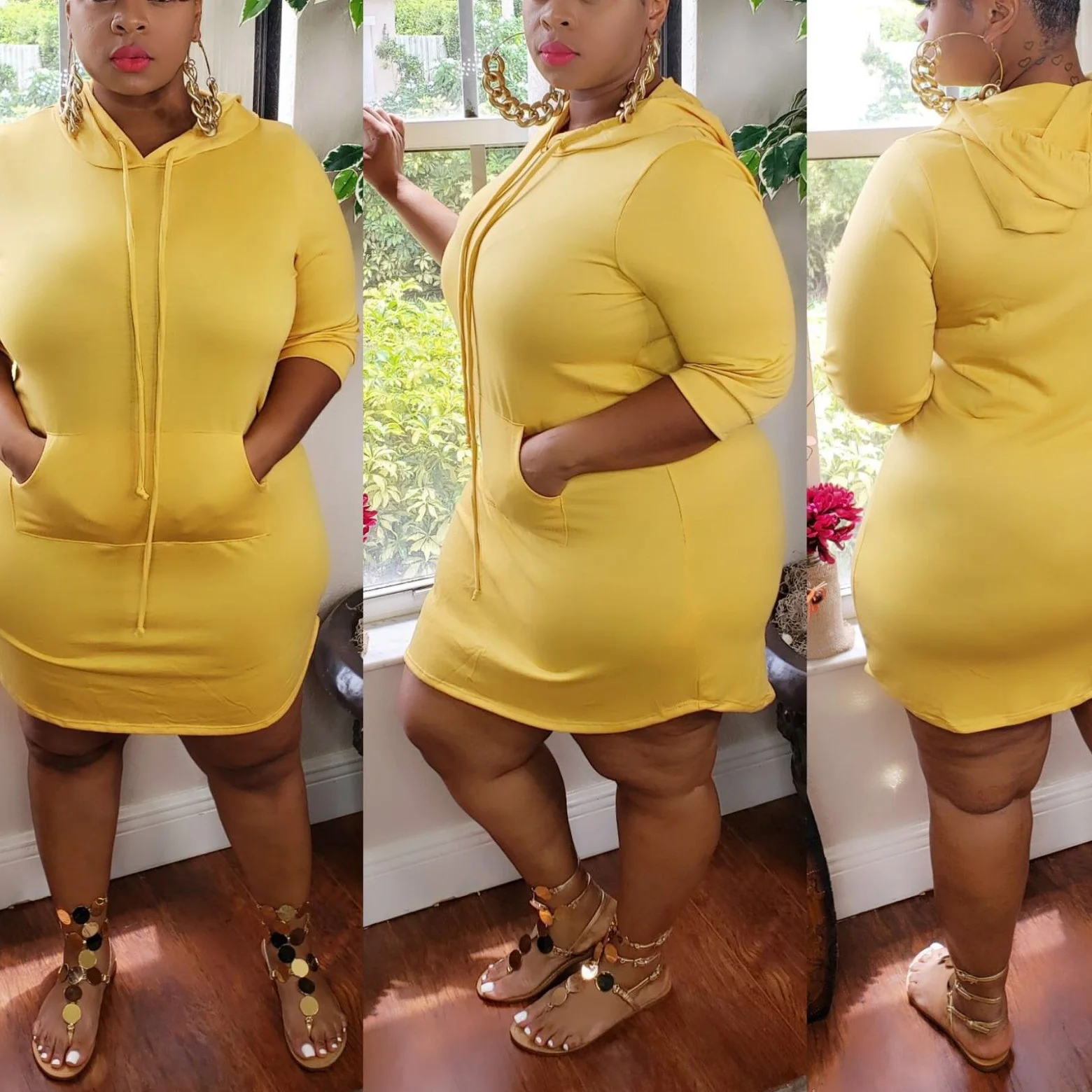 

4xl 5xl Plus Size Hooded Dresses African Women Fat Pocket Long Sleeve Pullovers Causal Loose Vestidos Mujer Big Sizse 2020 New