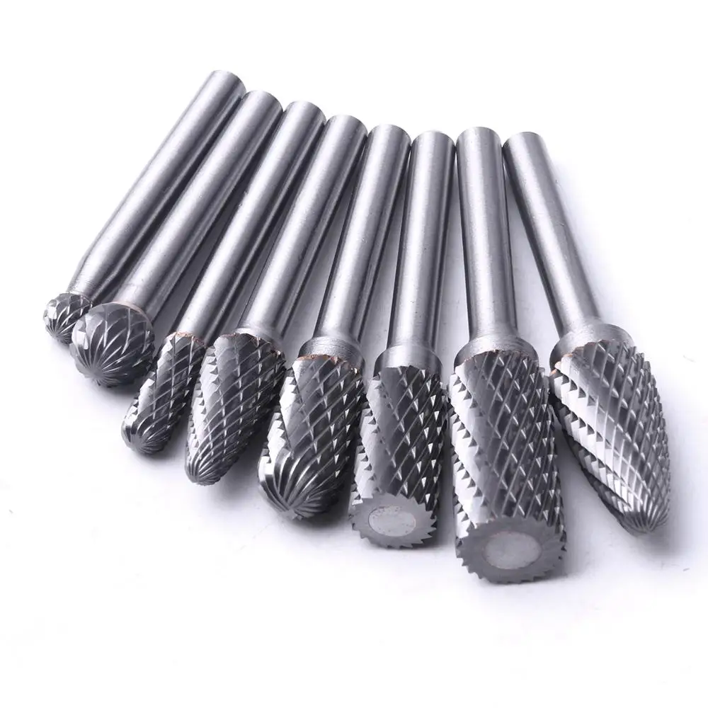 8 шт. 6 мм хвостовик двойной резки вольфрамовый Карбид набор роторных заусенцев