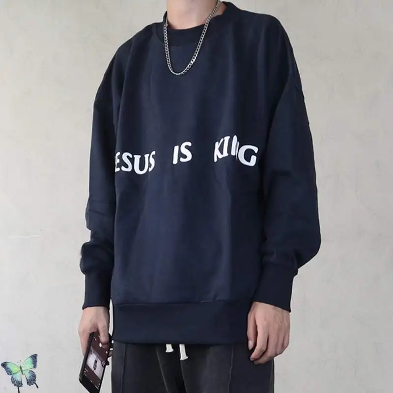 

Kanye West Round Neck Sweatshirt Jesus Is King Three Gods Oil Painting Pullover Long Sleeve 3D Foam Sweatshirts