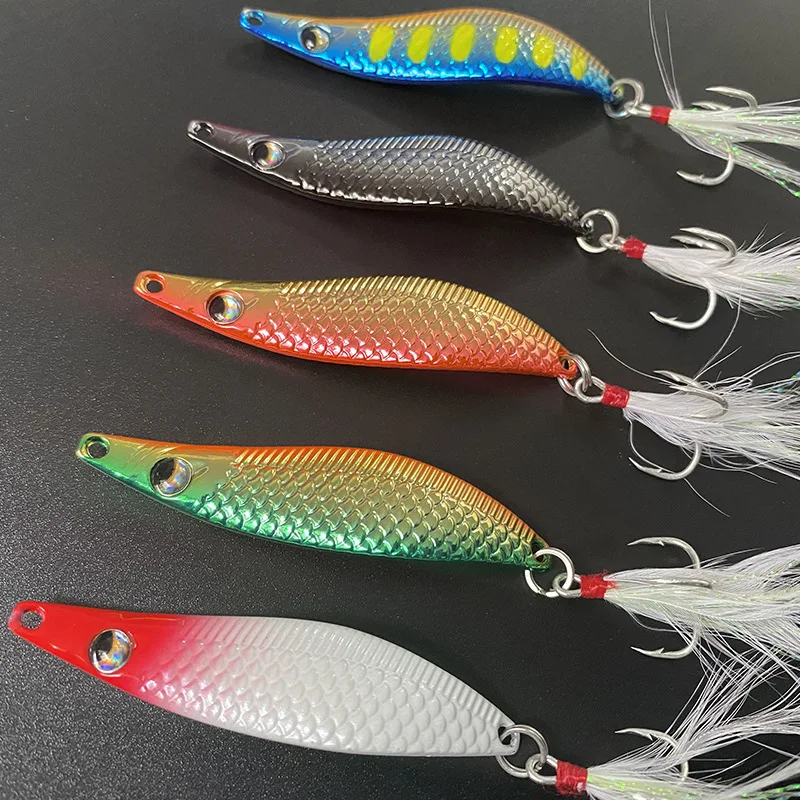 

Rainbow Metal Leech Vib Blade Lure 15G 7CM Sinking Vibration Baits Artificial Feather Vibe for Bass Pike Perch Fishing Long Shot