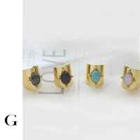 ghidbk exaggeration gold color stone stainless steel rings for women vintage width geometric ring irregular chunky jewelry
