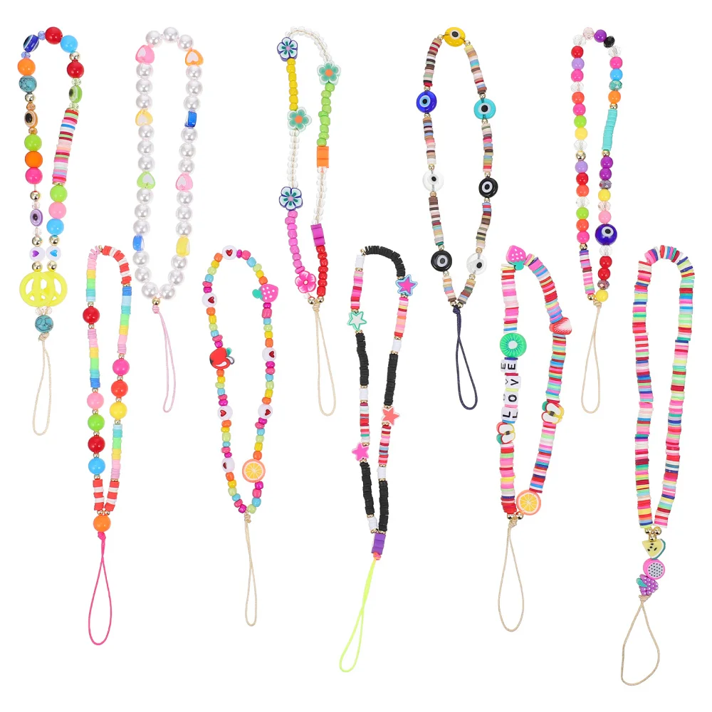 

1 Set 10Pcs Bohemia Style Mobile Phone Wrist Straps Exquisite Phone Lanyards