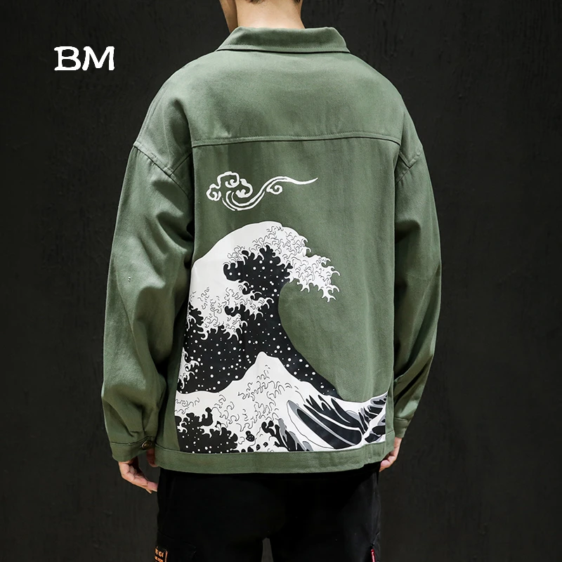 Японская куртка в уличном стиле Мужская забавная модная одежда с принтом