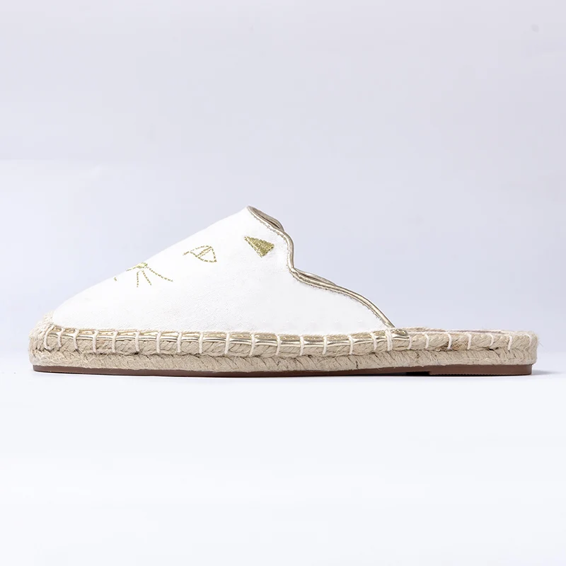 

Flat Shoes Female Low Ladies' Slippers Loafers Cover Toe PU TPR Hoof Heels Slides Basic Fisherman Rome Fabric Round Flat Shoes F