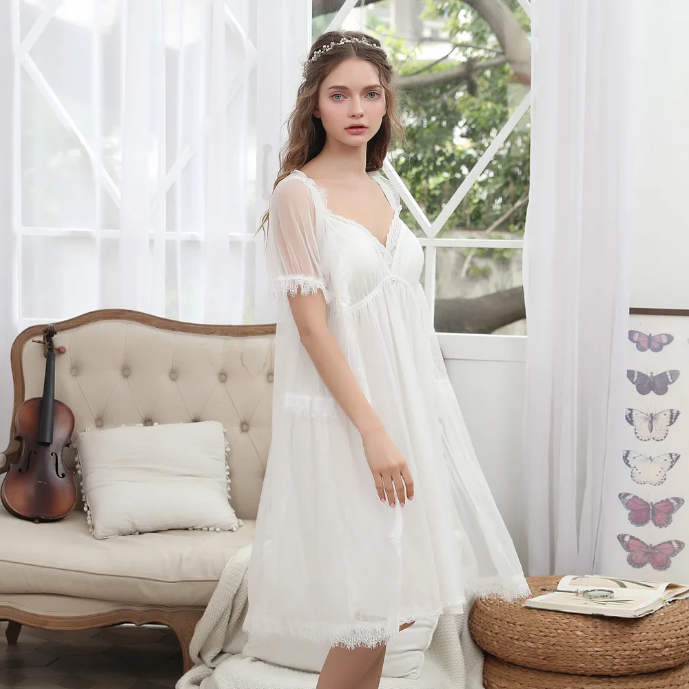 Комплект из двух предметов для сна Осенний женский халат кружевной ночная