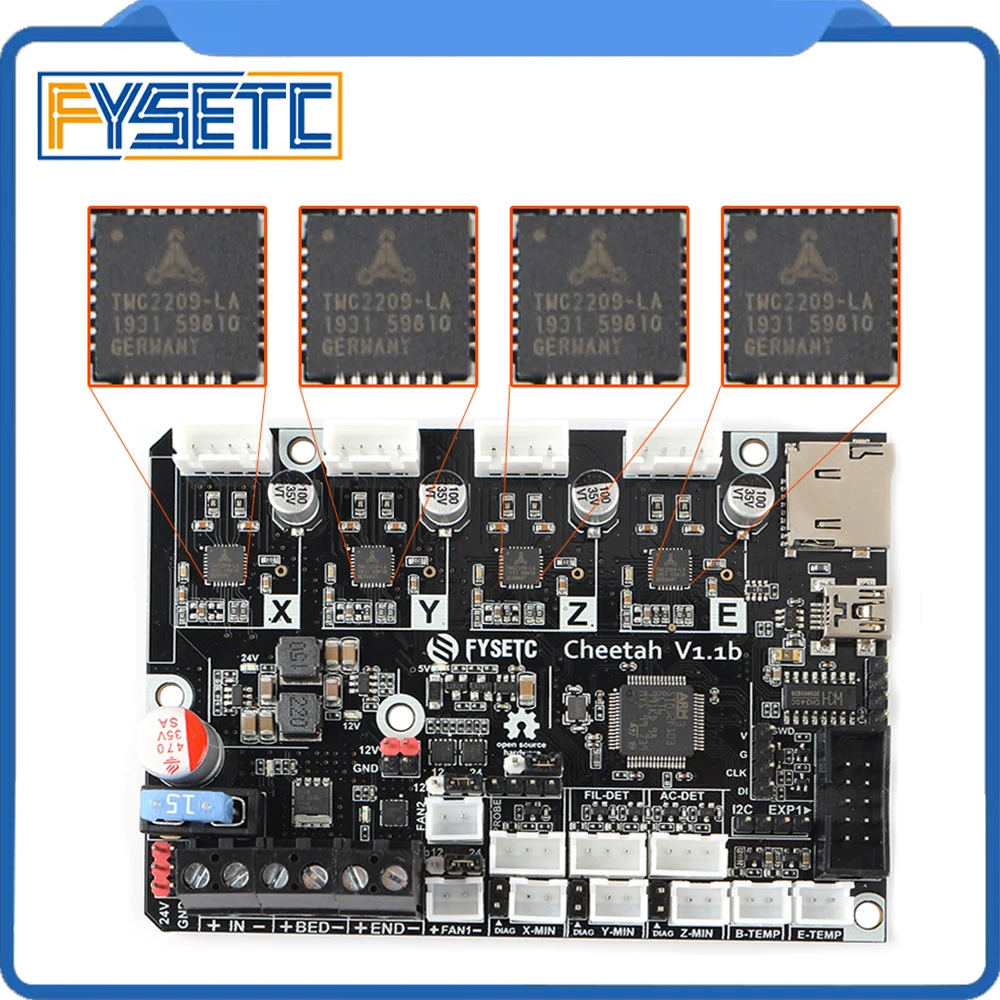 Cheetah v1.1b 32 бита доска TMC2209 UART Бесшумная доска Marlin 2,0 SKR mini E3 TMC2208 для Creality CR10 Ender-3 Ender 3 Pro Ender 5