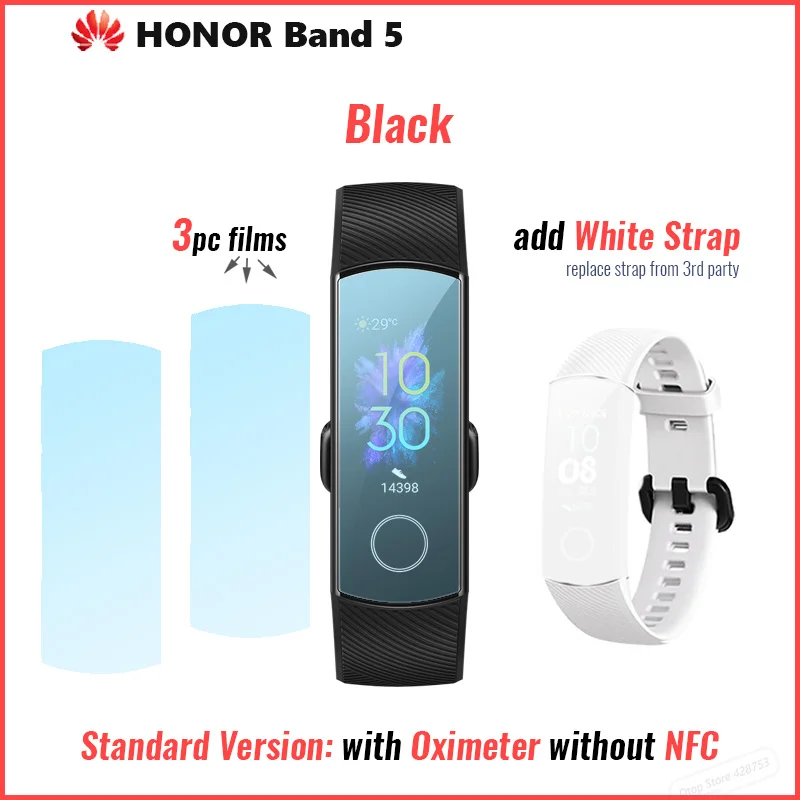 Band 5 black n white Смарт-браслет huawei Honor Band 4 Amoled, цветной сенсорный экран 0,95 дюйма, для плавания, для обнаружения пульса и сна - Цвет: Band 5 black n white
