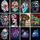 Картина по номерам на холсте, с изображением цветов, черепа, глаз